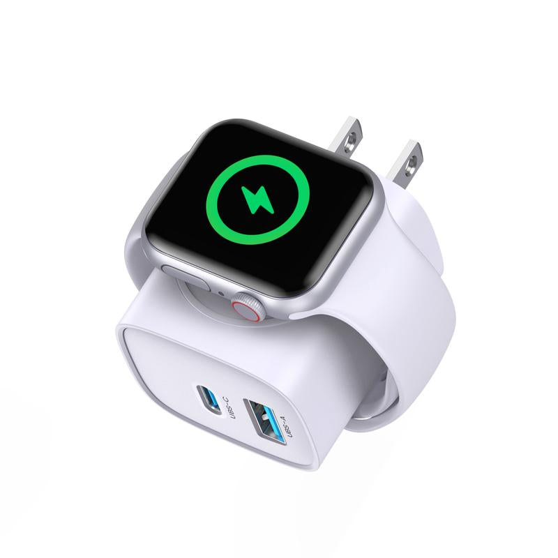 20W 3-In-1 Fast Wireless Charger for Apple Watch, iPhone 17/16/15 Pro Max, iPad, AirPods & Galaxy Series - Magnetic Dual-Port PD Charger