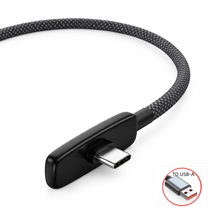 67W Fast Charging Right Angle USB C Cable - Heavy Duty Braided Type C to Type C PD PPS 100W 6A for Samsung, Android Phones, Tablets & Laptops - No Hand Blocking Design