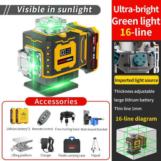 Ultimate 4×360° Green Light Laser Level with Tripod & Accessories – High Precision, Auto Leveling, and Strong Outdoor Performance