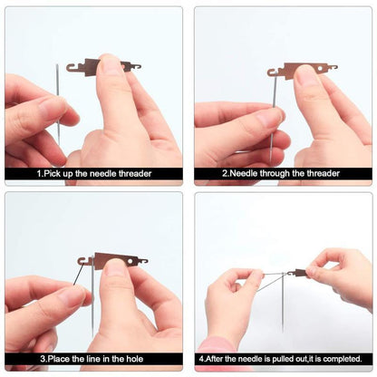 41-Piece Premium Big Eye Steel Needle Set for Quilting, Embroidery & Mending - Multi-Purpose Self-Threading Sewing Kit with Threader & Sturdy Polyester Thread