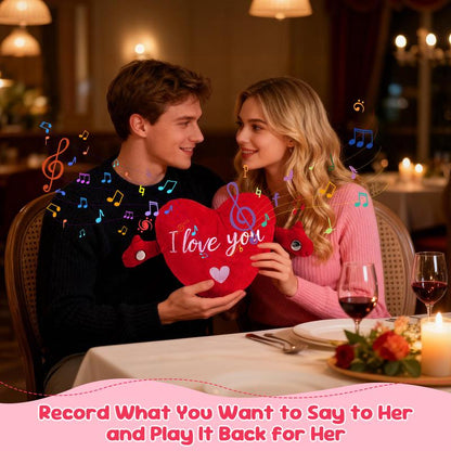 Heartfelt Interactive Music Plush Toy - Perfect Valentine's Day Gift with I Love You Recording in Multiple Languages - Romantic Decor for Couples, Moms, Wives, Girlfriends & Friends