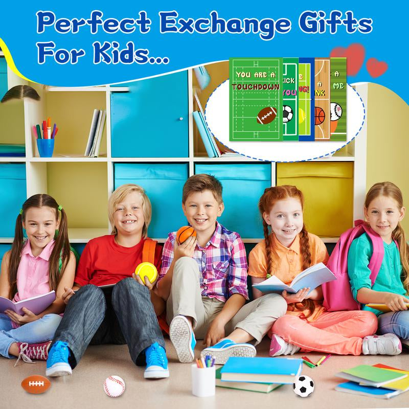 30-Piece Mini Sports Balls Set for Kids with Bag - Perfect Valentine Classroom Exchange Cards & Fun Indoor/Outdoor Party Favors for 2026!