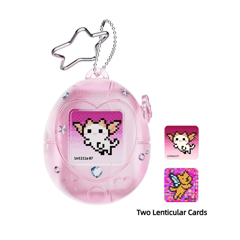 Cute Vintage Tamagotchi AirPods Case with Star Keychain - Fun Pink, Purple & Silver Silicone Design - Perfect Christmas & New Year Gift!