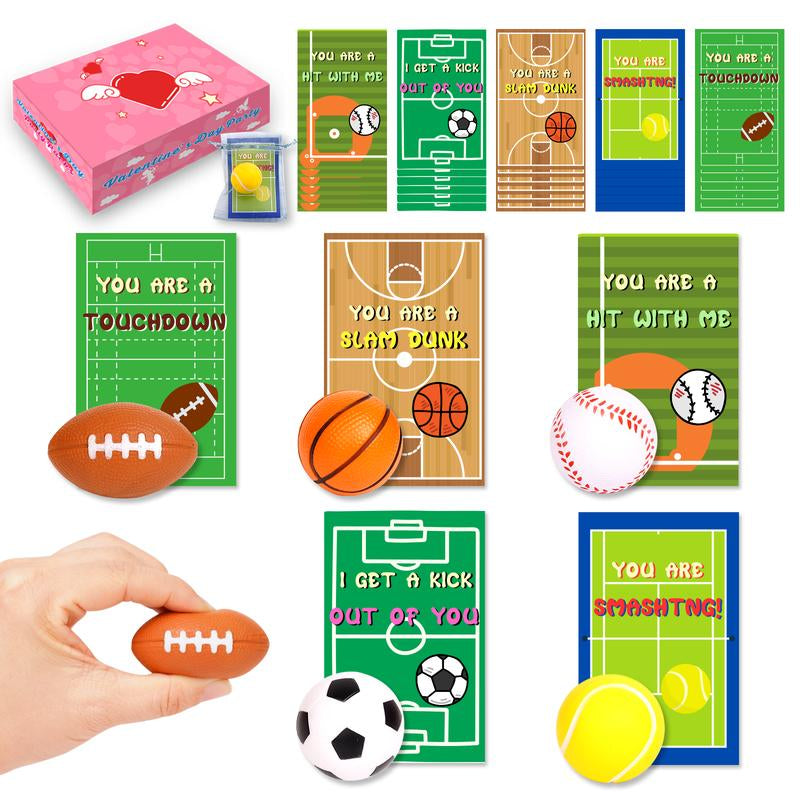 30-Piece Mini Sports Balls Set for Kids with Bag - Perfect Valentine Classroom Exchange Cards & Fun Indoor/Outdoor Party Favors for 2026!