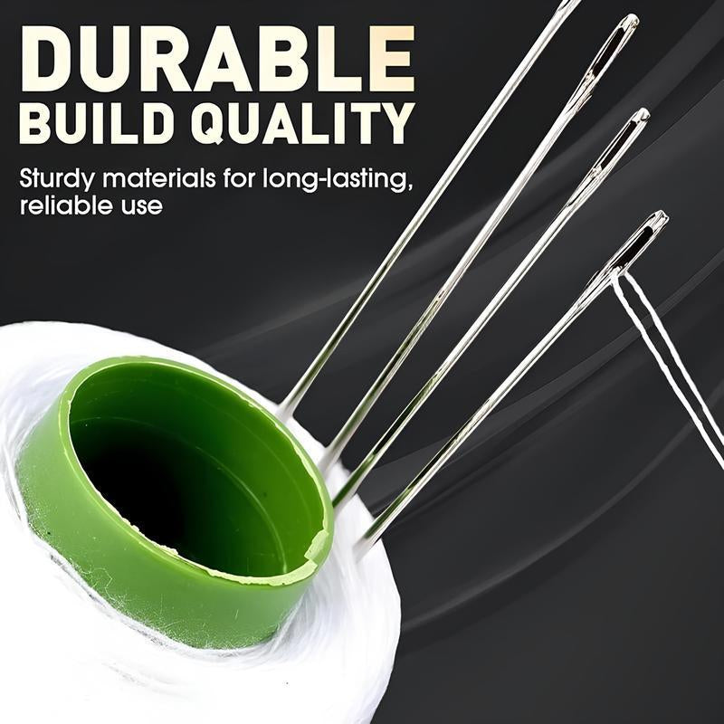 41-Piece Premium Big Eye Steel Needle Set for Quilting, Embroidery & Mending - Multi-Purpose Self-Threading Sewing Kit with Threader & Sturdy Polyester Thread