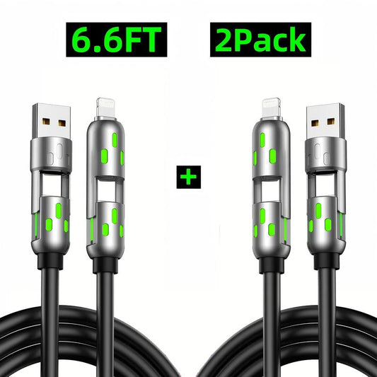 Buy 1 Get 1 Free! 6.6Ft 4-In-1 USB-C Cable - Fast Charging & Data Sync for All Devices!