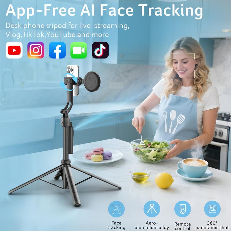 Acer AI Face Tracking Tripod Stand ST-C17 - 64" Portable Gimbal with Light & Remote for iPhone/Android - Perfect for TikTok, YouTube, Vlogging & Live Streaming