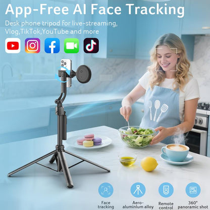 Acer AI Face Tracking Tripod Stand ST-C17 - 64" Portable Gimbal with Light & Remote for iPhone/Android - Perfect for TikTok, YouTube, Vlogging & Live Streaming