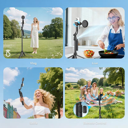 Acer AI Face Tracking Tripod Stand ST-C17 - 64" Portable Gimbal with Light & Remote for iPhone/Android - Perfect for TikTok, YouTube, Vlogging & Live Streaming