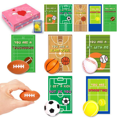 30-Piece Mini Sports Balls Set for Kids with Bag - Perfect Valentine Classroom Exchange Cards & Fun Indoor/Outdoor Party Favors for 2026!