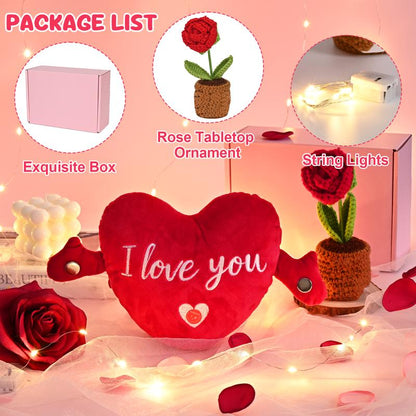 Heartfelt Interactive Music Plush Toy - Perfect Valentine's Day Gift with I Love You Recording in Multiple Languages - Romantic Decor for Couples, Moms, Wives, Girlfriends & Friends