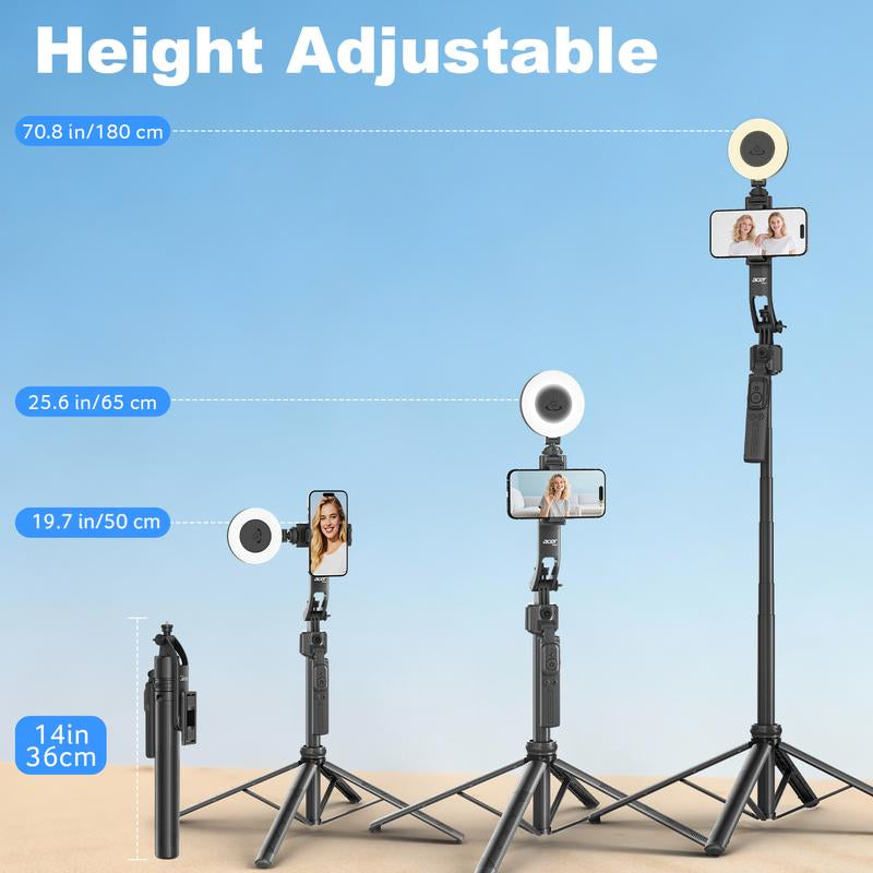 Acer AI Face Tracking Tripod Stand ST-C17 - 64" Portable Gimbal with Light & Remote for iPhone/Android - Perfect for TikTok, YouTube, Vlogging & Live Streaming