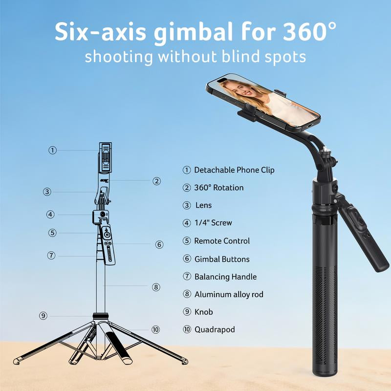 Acer AI Face Tracking Tripod Stand ST-C17 - 64" Portable Gimbal with Light & Remote for iPhone/Android - Perfect for TikTok, YouTube, Vlogging & Live Streaming