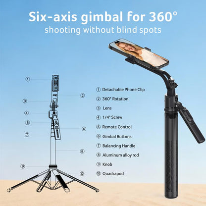 Acer AI Face Tracking Tripod Stand ST-C17 - 64" Portable Gimbal with Light & Remote for iPhone/Android - Perfect for TikTok, YouTube, Vlogging & Live Streaming