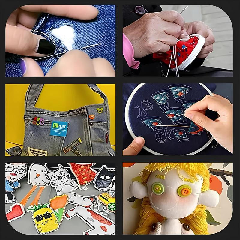 41-Piece Premium Big Eye Steel Needle Set for Quilting, Embroidery & Mending - Multi-Purpose Self-Threading Sewing Kit with Threader & Sturdy Polyester Thread