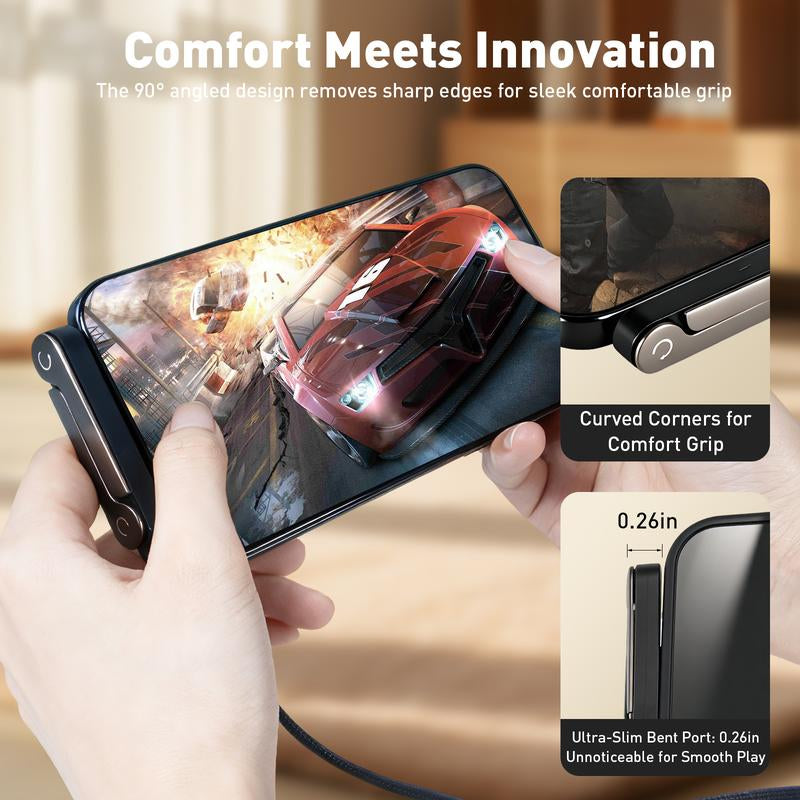 240W Super Fast Charging 2-in-1 Invisible Stand Cable for iPhone & Samsung - Universal Gaming, Office, & Travel Use - Black, 1M to 2M Foldable Phone Holder