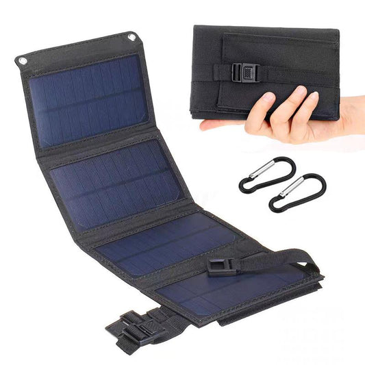 Ultimate Foldable Portable Solar Panel - 24V USB Charger & 2 Carabiners - Waterproof Outdoor Power Solution