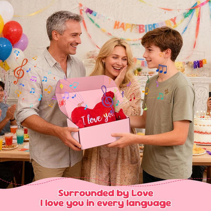 Heartfelt Interactive Music Plush Toy - Perfect Valentine's Day Gift with I Love You Recording in Multiple Languages - Romantic Decor for Couples, Moms, Wives, Girlfriends & Friends