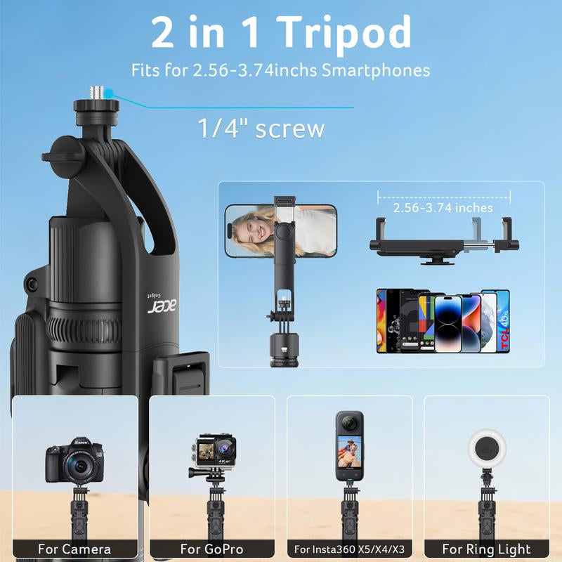 Acer AI Face Tracking Tripod Stand ST-C17 - 64" Portable Gimbal with Light & Remote for iPhone/Android - Perfect for TikTok, YouTube, Vlogging & Live Streaming