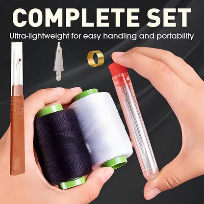 41-Piece Premium Big Eye Steel Needle Set for Quilting, Embroidery & Mending - Multi-Purpose Self-Threading Sewing Kit with Threader & Sturdy Polyester Thread
