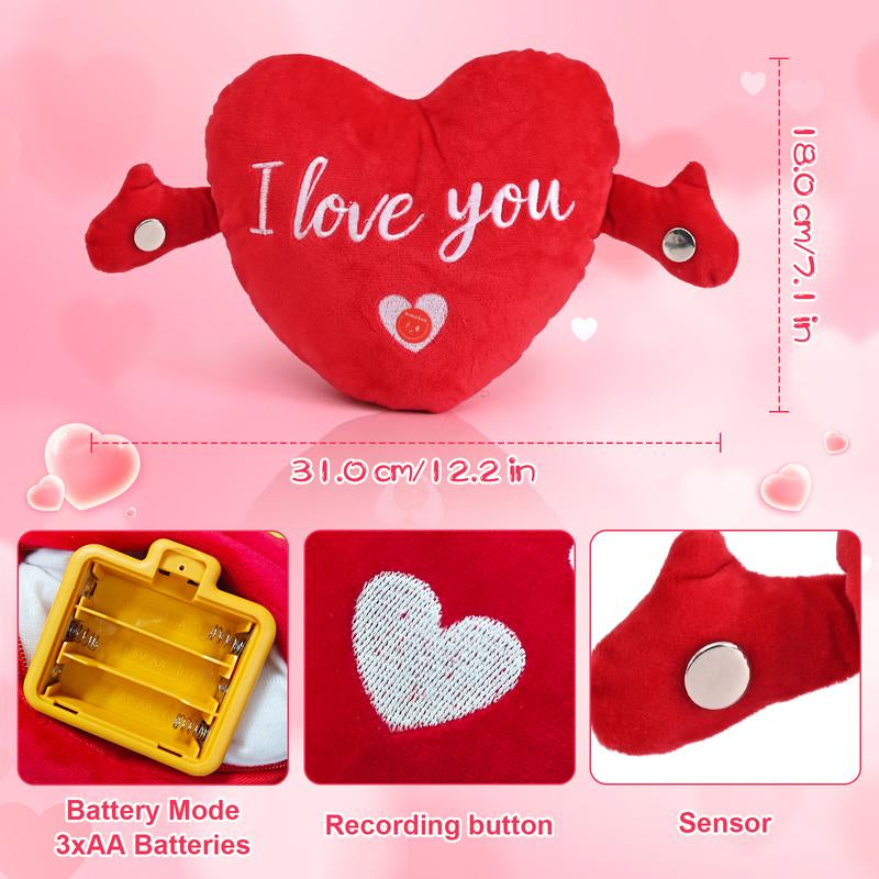 Heartfelt Interactive Music Plush Toy - Perfect Valentine's Day Gift with I Love You Recording in Multiple Languages - Romantic Decor for Couples, Moms, Wives, Girlfriends & Friends