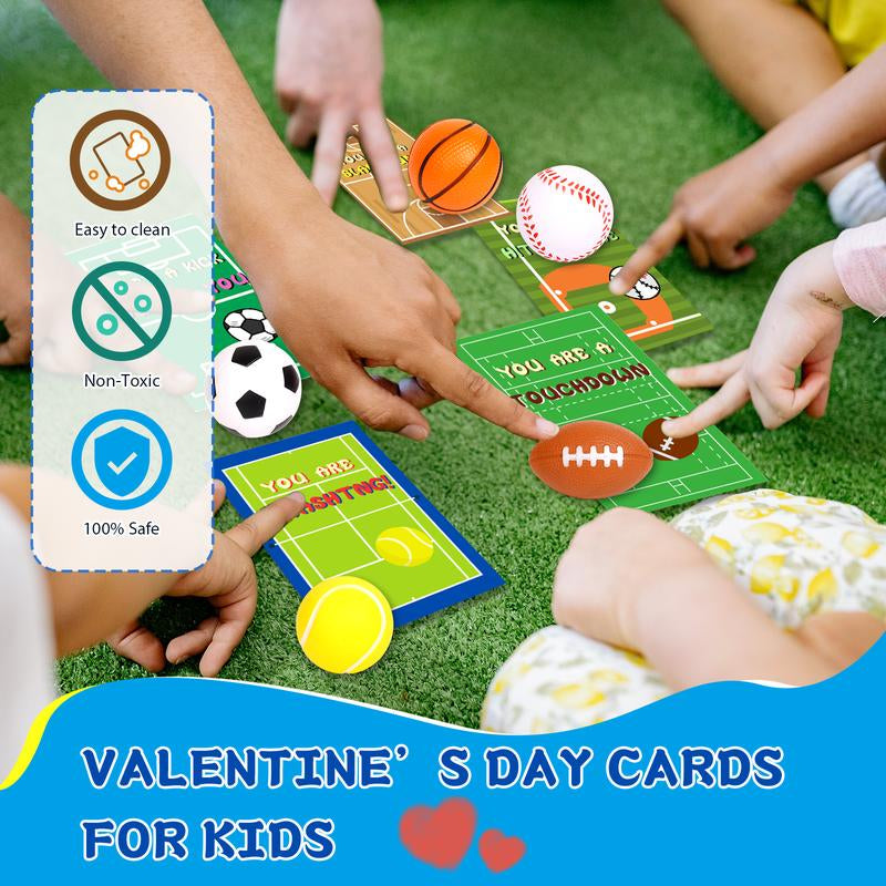 30-Piece Mini Sports Balls Set for Kids with Bag - Perfect Valentine Classroom Exchange Cards & Fun Indoor/Outdoor Party Favors for 2026!