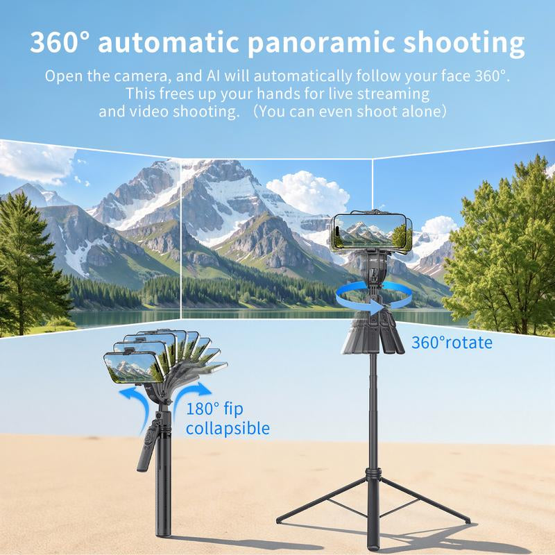Acer AI Face Tracking Tripod Stand ST-C17 - 64" Portable Gimbal with Light & Remote for iPhone/Android - Perfect for TikTok, YouTube, Vlogging & Live Streaming