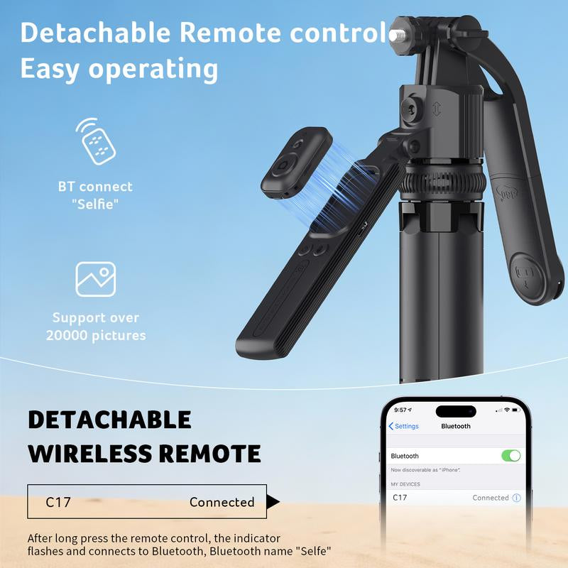 Acer AI Face Tracking Tripod Stand ST-C17 - 64" Portable Gimbal with Light & Remote for iPhone/Android - Perfect for TikTok, YouTube, Vlogging & Live Streaming
