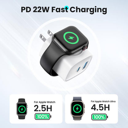 20W 3-In-1 Fast Wireless Charger for Apple Watch, iPhone 17/16/15 Pro Max, iPad, AirPods & Galaxy Series - Magnetic Dual-Port PD Charger