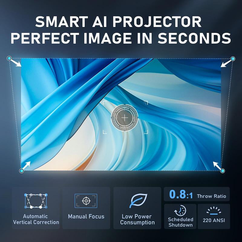 Netflix Certified 1080P Full HD Mini Projector - 650 Lumens Bluetooth with Screen for Ultimate Indoor & Outdoor Movie Experience