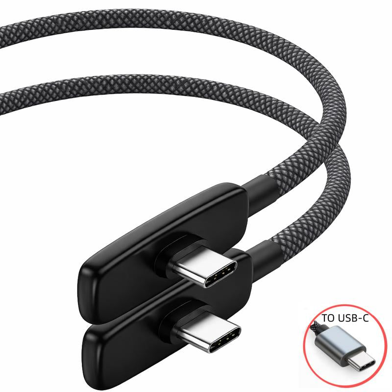 67W Fast Charging Right Angle USB C Cable - Heavy Duty Braided Type C to Type C PD PPS 100W 6A for Samsung, Android Phones, Tablets & Laptops - No Hand Blocking Design