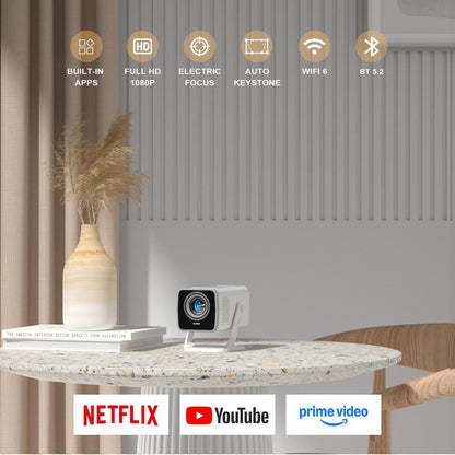 Netflix Certified 1080P Full HD Mini Projector - 650 Lumens Bluetooth with Screen for Ultimate Indoor & Outdoor Movie Experience