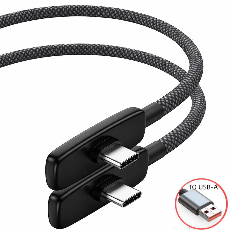 67W Fast Charging Right Angle USB C Cable - Heavy Duty Braided Type C to Type C PD PPS 100W 6A for Samsung, Android Phones, Tablets & Laptops - No Hand Blocking Design