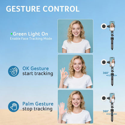 Acer AI Face Tracking Tripod Stand ST-C17 - 64" Portable Gimbal with Light & Remote for iPhone/Android - Perfect for TikTok, YouTube, Vlogging & Live Streaming