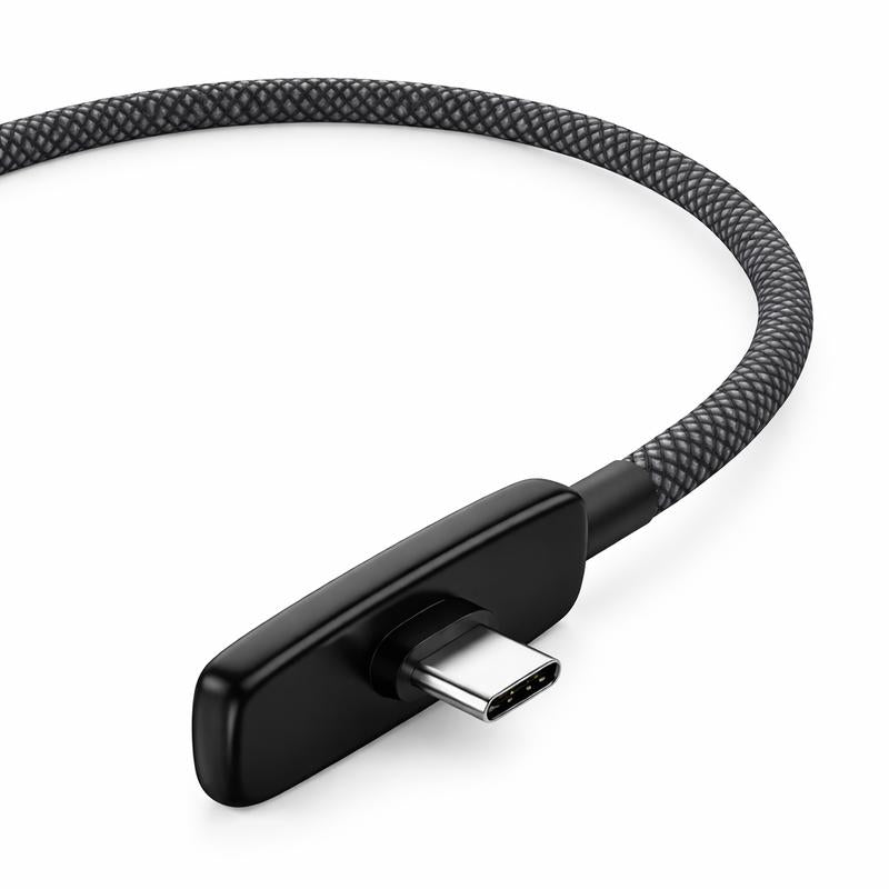 67W Fast Charging Right Angle USB C Cable - Heavy Duty Braided Type C to Type C PD PPS 100W 6A for Samsung, Android Phones, Tablets & Laptops - No Hand Blocking Design