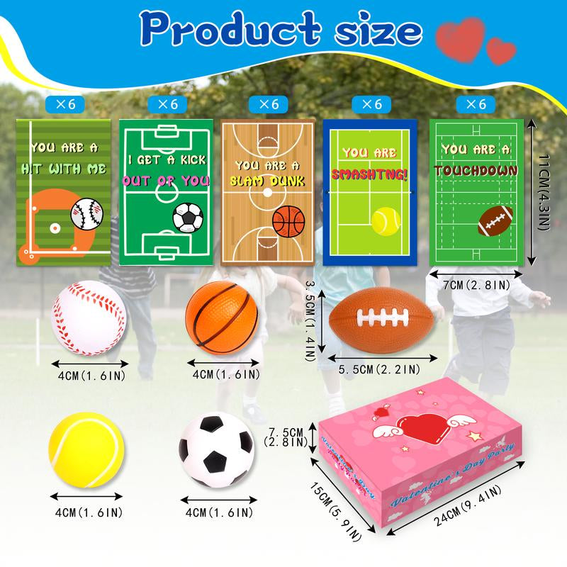 30-Piece Mini Sports Balls Set for Kids with Bag - Perfect Valentine Classroom Exchange Cards & Fun Indoor/Outdoor Party Favors for 2026!